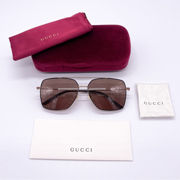 NEW GUCCI MEN BROWN SUNGLASSES - Picture 6 of 7